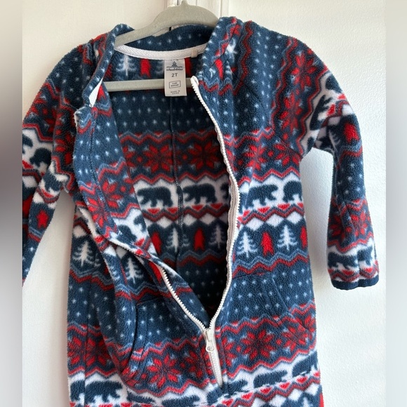 Chubbies Festive Blue and Red Bear Print Short Onesie 2T - Picture 4 of 5